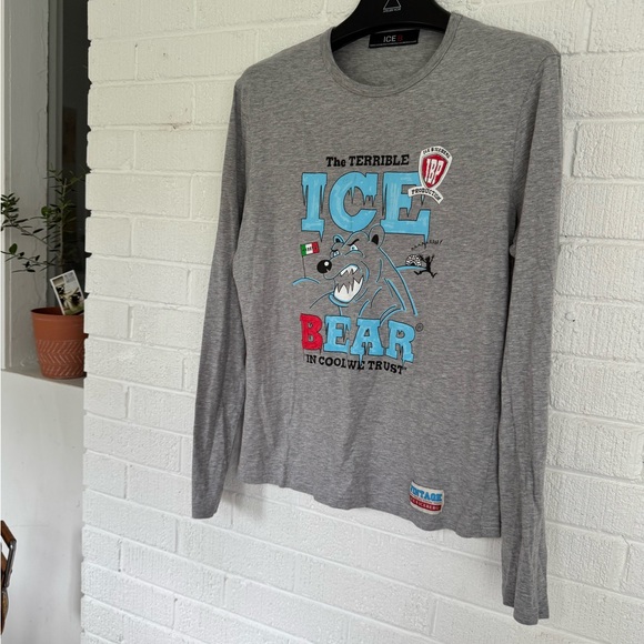 Iceberg Long Sleeve Graphic Blue and Gray T-Shirt - Picture 3 of 10